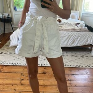 Elegant High Waist White Women's Shorts